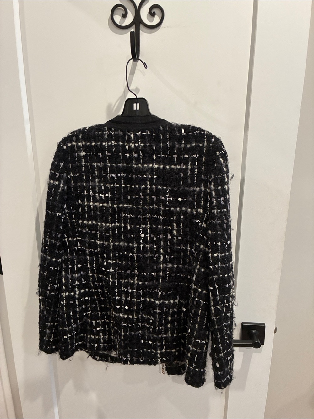Elie Tahari Black & White Tweed Zip Cardigan - Picture 2 of 2